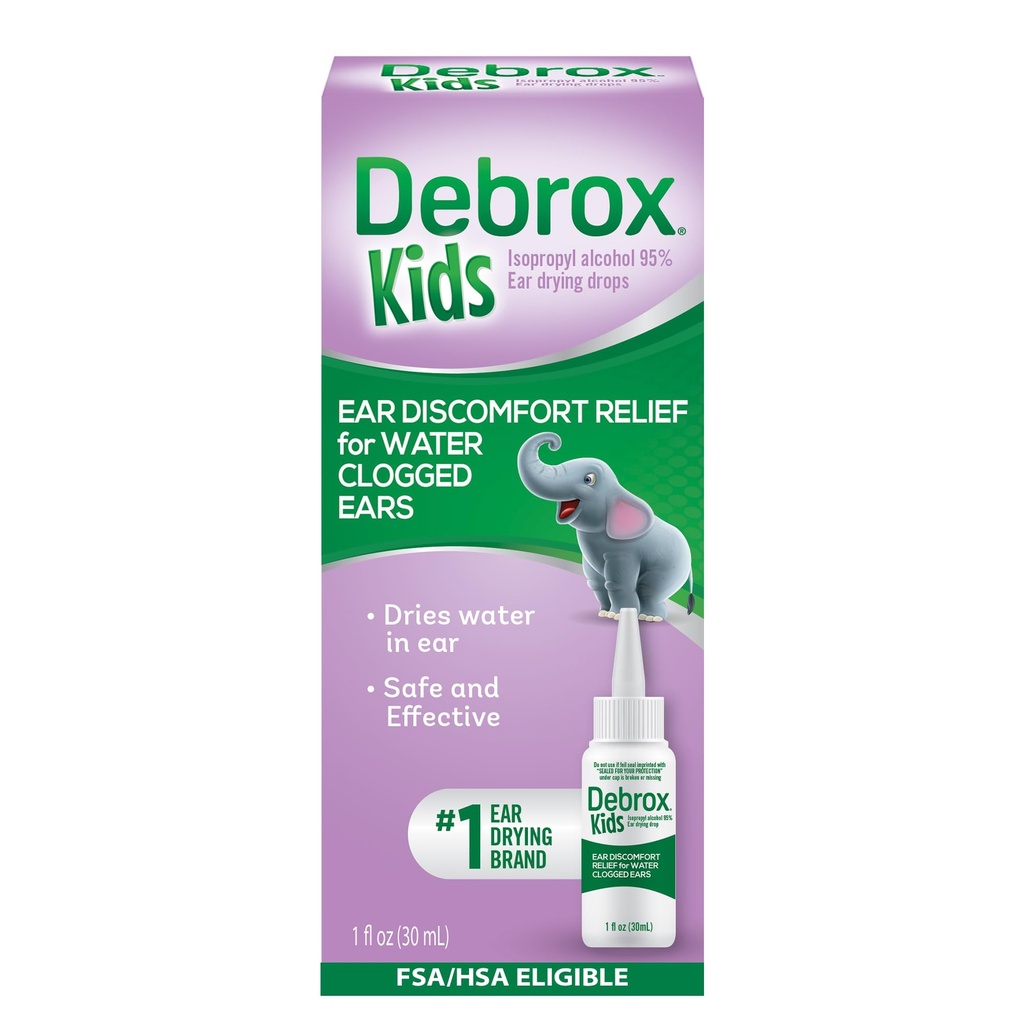 Debrox Copii de uscare picături, Copii picături ureche pentru urechi înfundate, Urechi discomfort ajutor pentru activități de apă, 1 oz flacon