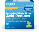 Amazon Basic Care Famotidină 20mg Cool Mint Tablets, 100 Count, White
