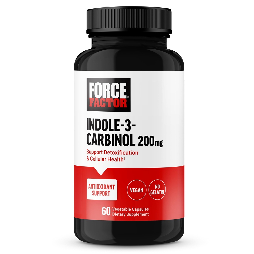 Force FACTOR Indole 3 Carbinol 200mg Detox și supliment antioxidant, Detoxifiere pentru bărbați și femei cu antioxidanți, Doza Studiată clinic, Vegan, No Gelatină, 60 Capsule