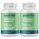Picolinat de crom BESTVITE 1000mcg (480 Capsule vegetariene) (240 x 2) - Fără steari - Fără fosfat dicalcic - Vegan - Gluten Free - Non-GMO