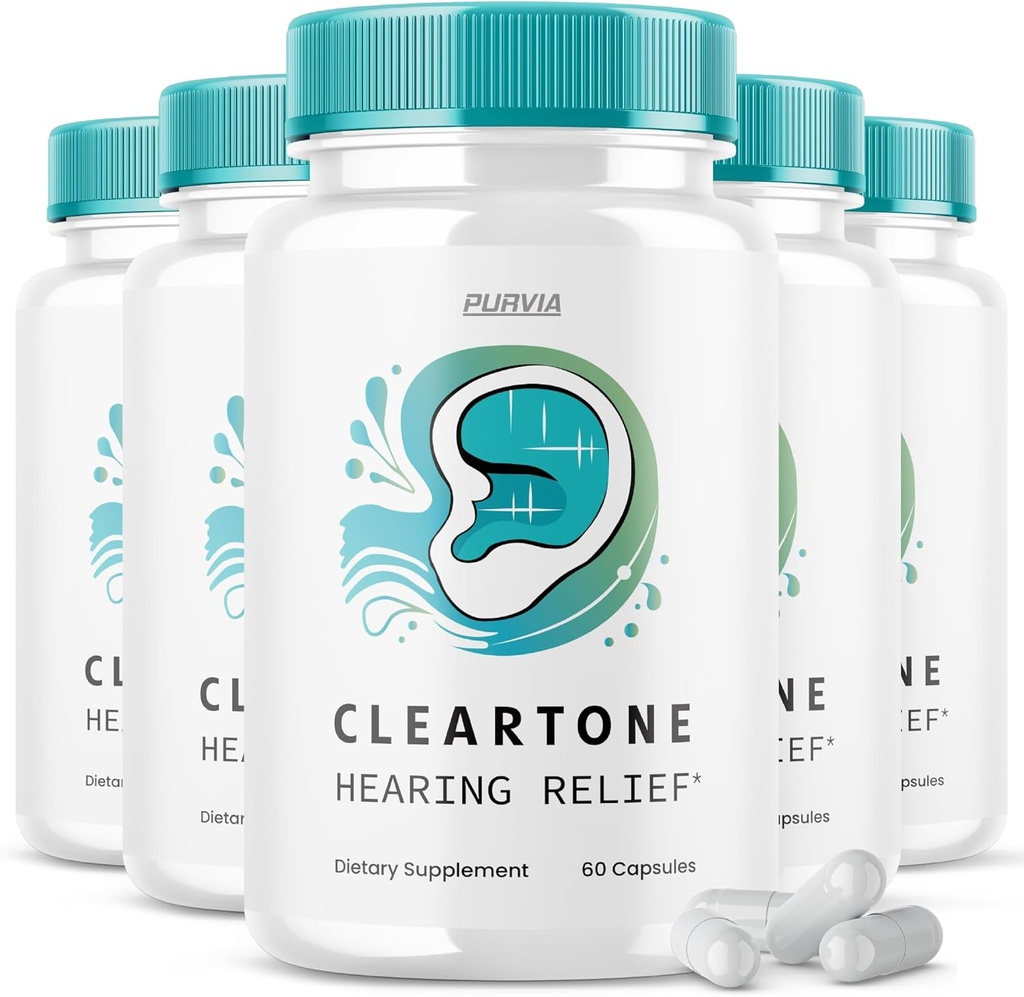 (5 ambalaj) Pastile de Cleartone - Formula oficială - Cleartone Tinitus Suport pentru audiere Pastile, pastile clare Tone de eliberare a auzului Formulă maximă de rezistență Supliment de vitamina avansată ton (300 capsule)
