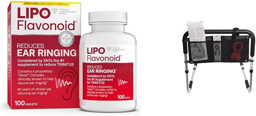 Lipo Flavonoid Tinitus Relief 100 Caplets & Bed Rail Accessory Pouch