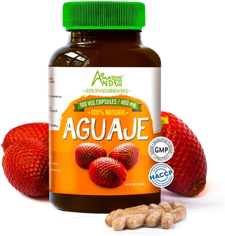 Anzi Capsule Aguaje - Suport pentru sanatate feminina si balansator de hormoni - Wild Harvested in Peru si surse durabile - Non OMG, Fairly Traded & Gluten Free - Buriti 100 Vegan pastile (400mg)