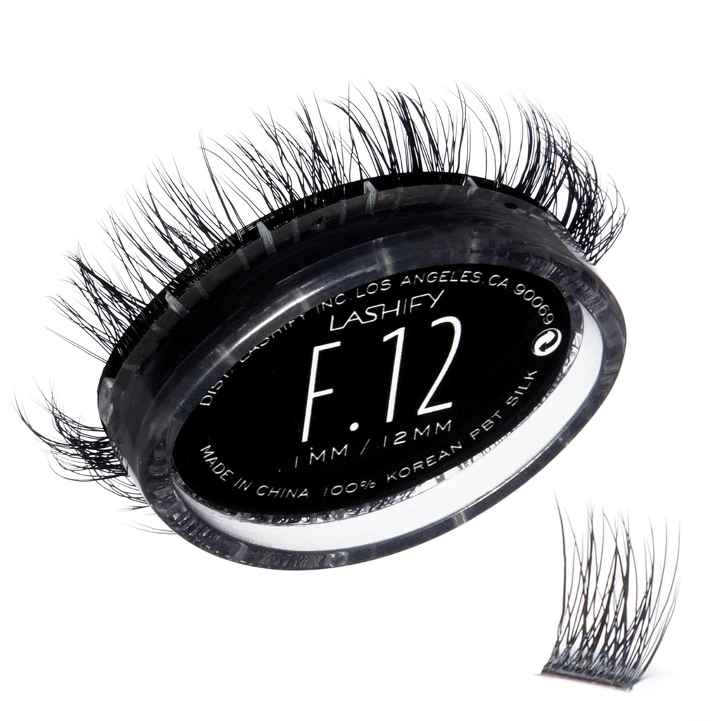 Lashify Fluffy 12mm Gossamer Extensii de gene Refill, negru, Easy DIY False Lashes Pentru a adăuga plinătate și dimensiune