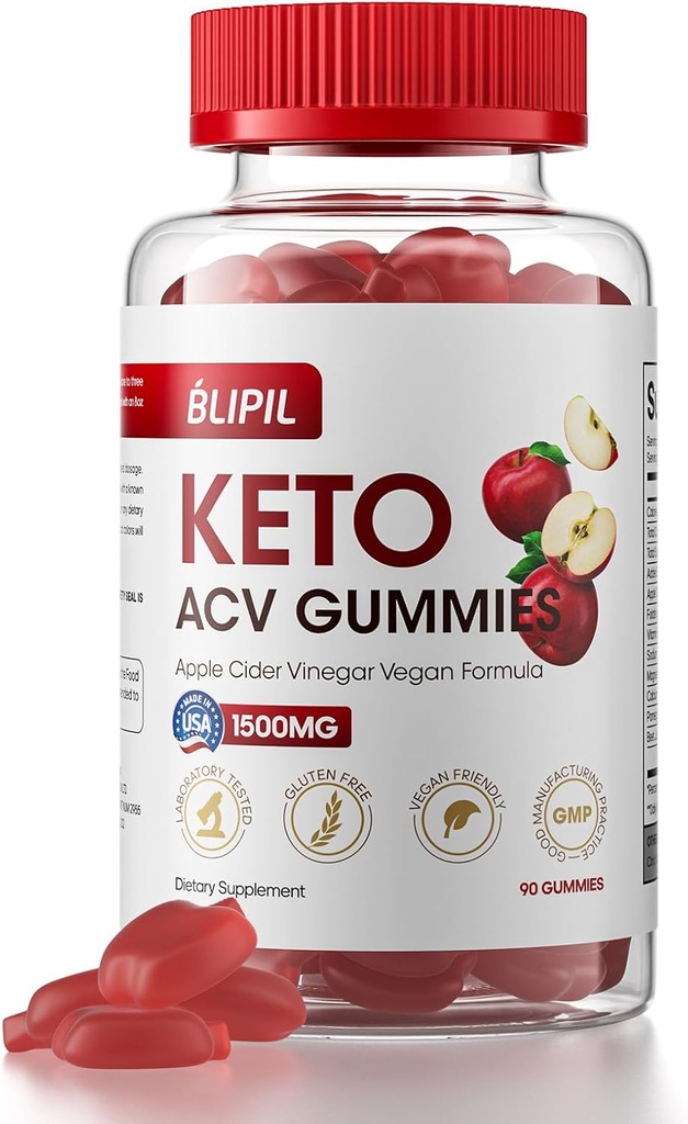 Keto ACV Gummies - Sugar Free Weight Loss Formula cu 1500mg Apple Cidru Oțet pentru bărbați și femei - Gelatină-Free, Gluten-Free, Vegan & Non-GMO - 90 Conte