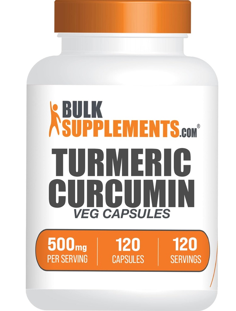 BulkSupplements.com Turmeric 500mg Extract capsule - Curcumina Suplimente, Curcumina Turmerica - Gluten gratuit,120 Veg Capsule (Pachet de 1)