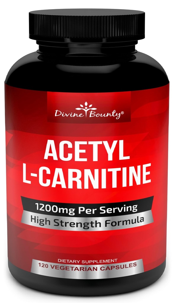 Divine Bounty Acetil L-Carnitina Capsule 1200 mg Per Servire - L Carnitina Supliment 120 Capsule vegetariene