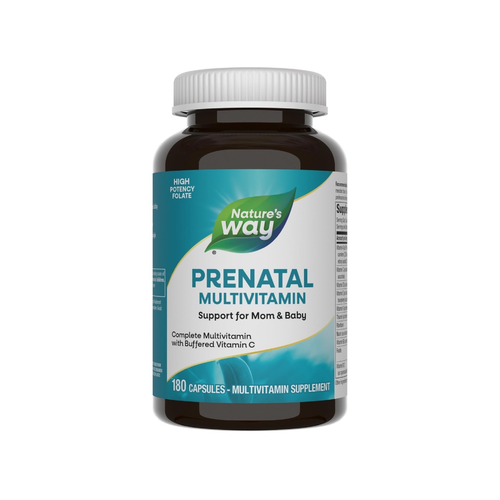 Natura's Way Prenatal Multivitamine, cu folat pentru Creier Sanatos si Dezvoltarea Spinala*, 180 Capsule