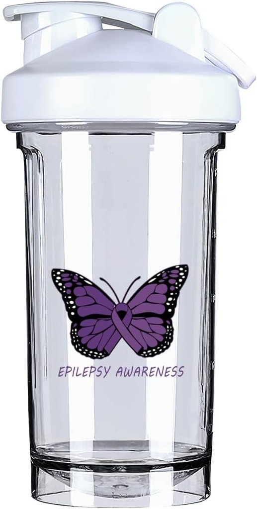 Epilepsie Conștiință 18 Ounce Shaker Sticla Drink Mixer Leak-proof Proteina de antrenament Shakes Masa de înlocuire Shakes sticle 500ML/18 Oz Alb