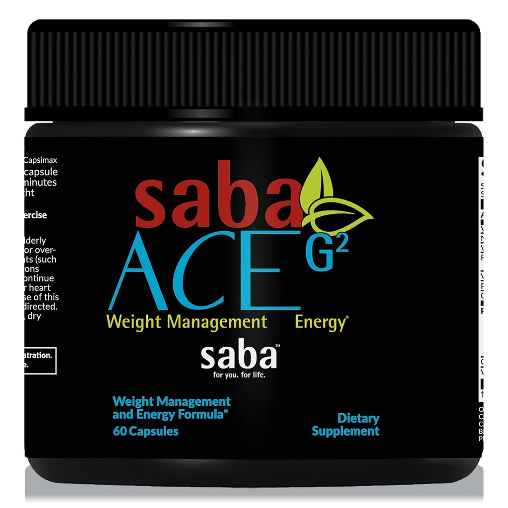 Saba ACE G2- Termogenic Energy Burn, Pre Workout, Metabolism, Focus, Concentrare, cu Capsimax, CarnoSyn, BioPerine, Green Leaf Extract, pentru bărbați și femei - 60 capsule