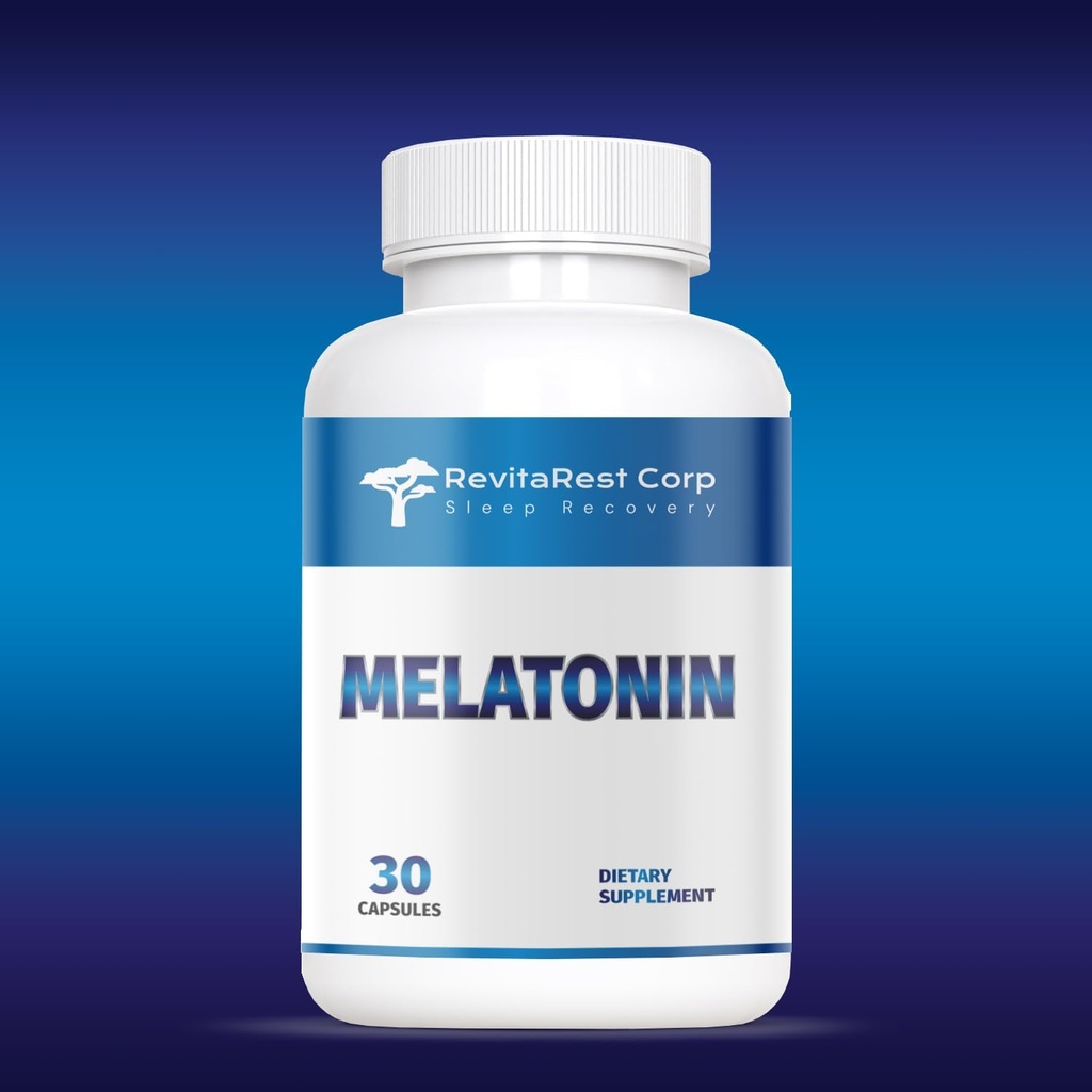 Generic RevitaRest Corp. Melatonin Blue 10mg, 30 capsule.