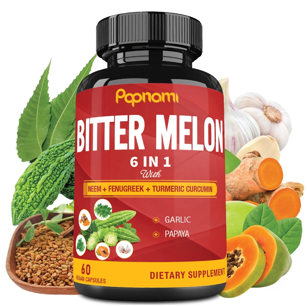 Capsule Extract de melon organic - 60 pastile 2 lună - combinat Neem, Schinduf, Curcumin, Usturoi & Papaya