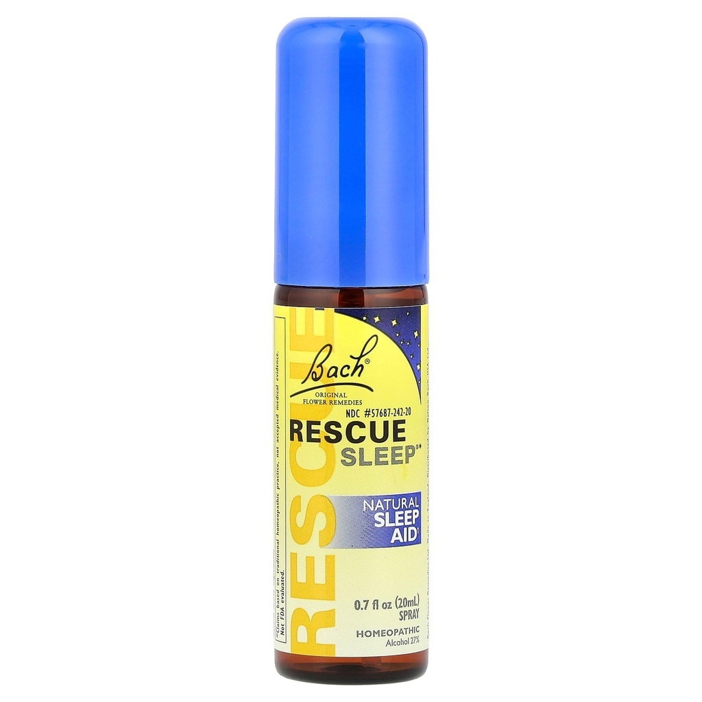 Bach RESCUE SLEEP Spray 20mL, Natural Sleep & Stres Ajutor, Homeopatic Flower Essence, Vegan, Gratuit de Melatonina, Zahăr, și Gluten, Non-Narcotic, Non-Habit Forming