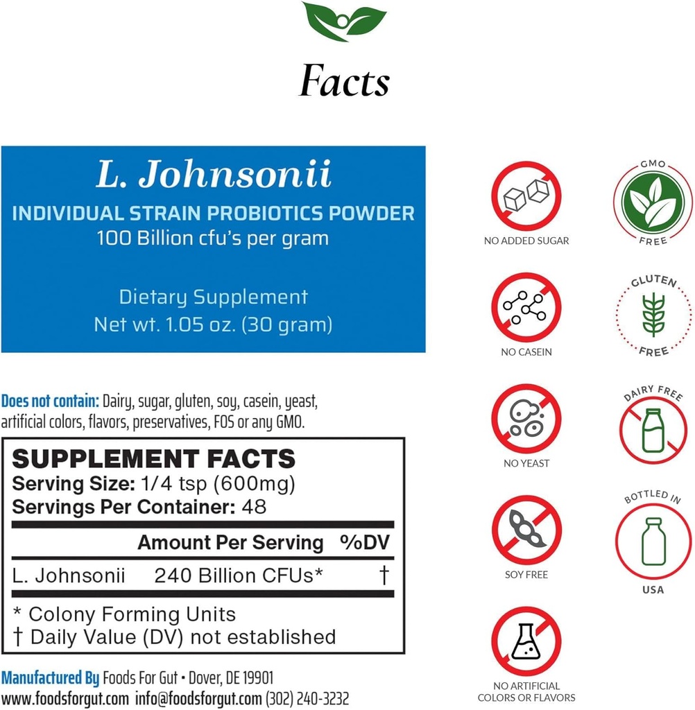 Alimente pentru Gut Lactobacillus Johnsonii Powder Probiotic 100 Miliarde cfu lui 