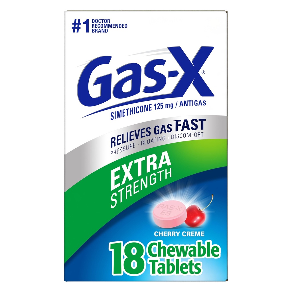 Comprimatele de gaz-X extra-rezistenta Chewable Gas Relief cu Simethicone 125 mg, Cherry - 18 Count