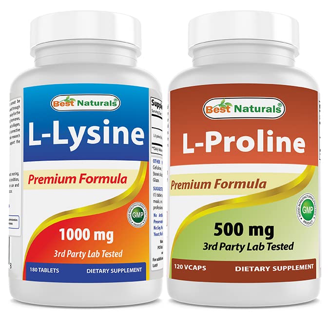 Cele mai bune naturale L-Lysine 1000mg & L-prolină 500 mg