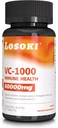 Losoki VC 1000 - Suplimente de vitamina C de înaltă doză pentru suport imunitar și protecție antioxidantă - Formula Buffered cu Rose HIPS pulbere - 60 comprimat