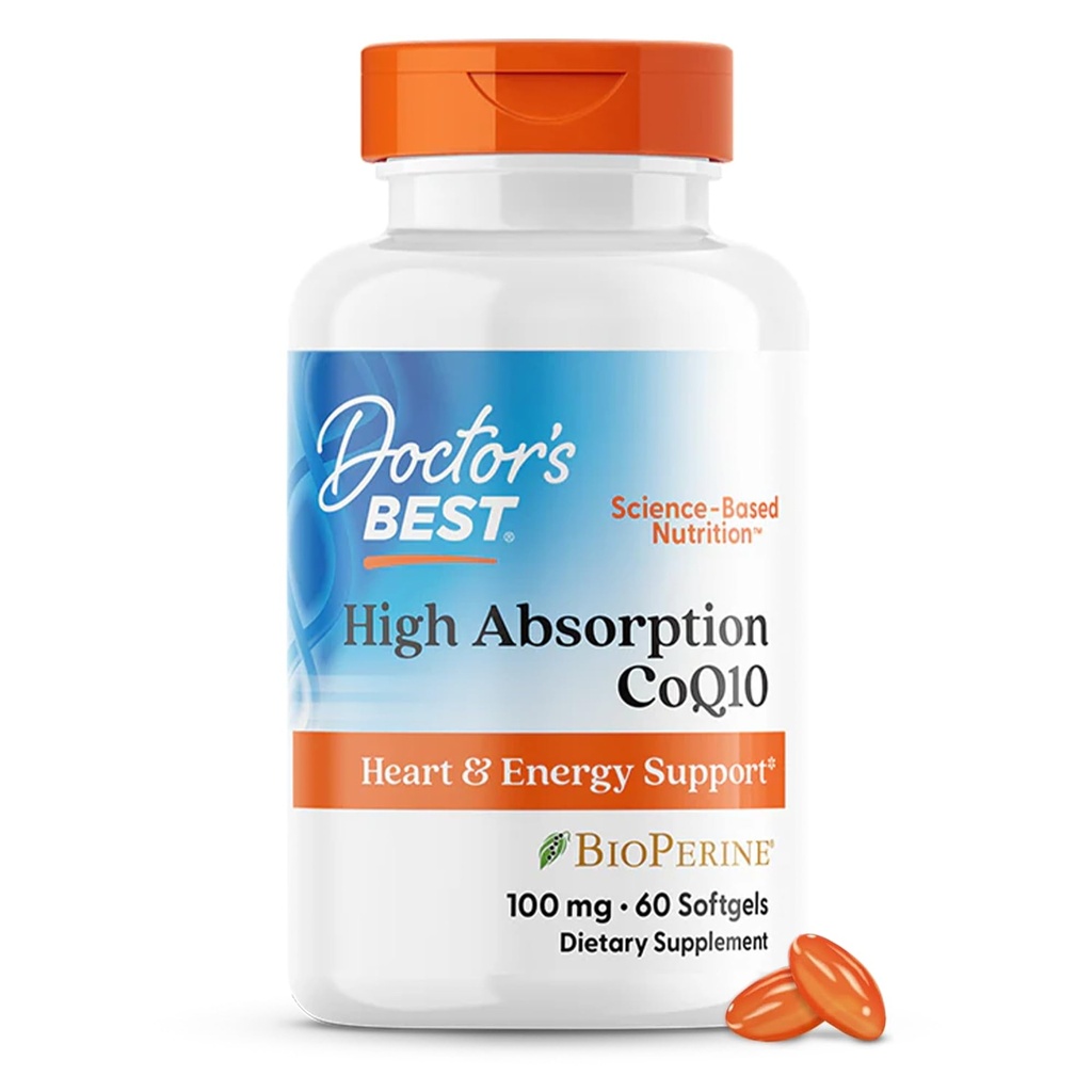 Cel mai bun CoQ10 de înaltă absorbție a medicului cu bioPerine, gluten gratuit Fermentat natural, Heart Health & Energy Production, 100 mg, 60 SoFtgels