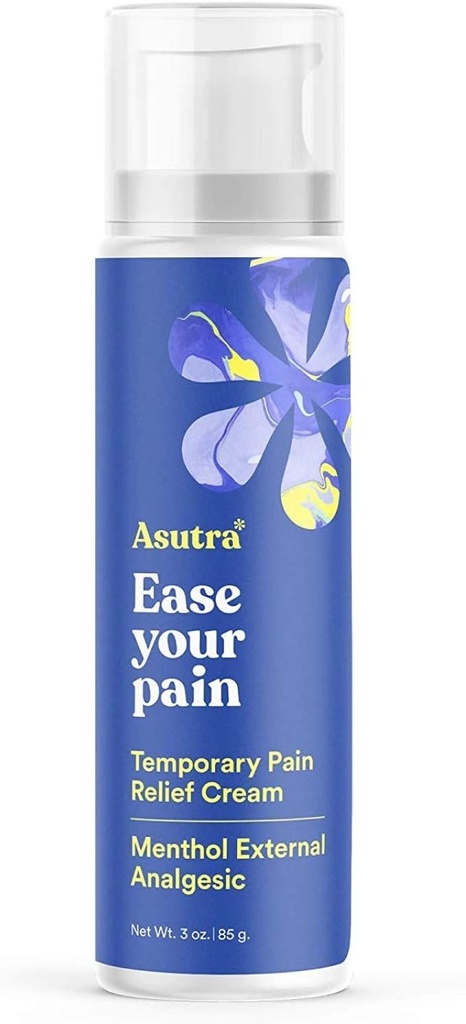 ASUTRA Relief Cream, 3 oz - Senzație de răcire, Ajutor temporar de Disconfort muscular și Soreness, 4% Mentol, Arnica Montana, și dimetil sulfone (MSM)