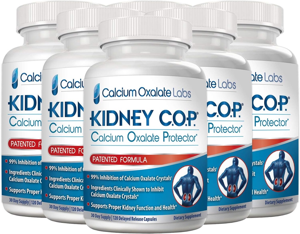 KIDNEY C.O.P. Protector Oxalate de calciu 120 Capsule, Suport renal pentru cristale de calciu Oxalate, ajută la oprirea apariției de pietre, mai puternic decât Chanca Piedra Stone Breaker Suplimente, 6 Pack
