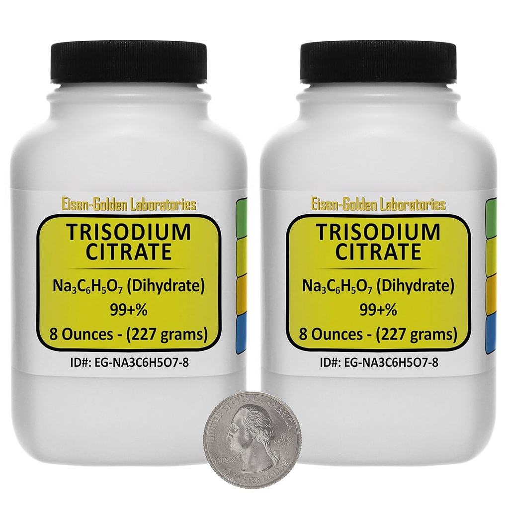 Citrat trisodic [Na3C6H5O7] 99+% Pulbere de grad 1 Lb USP în două sticle spaţiu-saver
