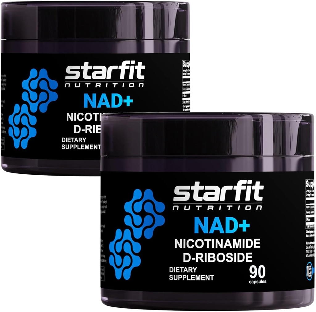 STARFIT - Nicotinamida D-Ribosid (2 ambalaj), Booster NAD+, Suplimentul pentru energie şi focalizare, Suport Cellular Anti-Aging, Total 180 capsule
