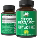 Citrus Bergamot + Red Yeast Rice. 2 in-1 Supliment. Putere mare 10:1 Extract Bergamot. Fără gluten, zahăr zero, capsule Vegane