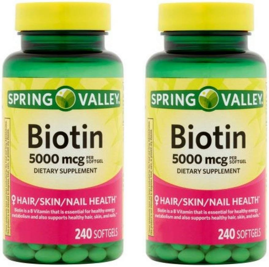 Spring Valley - Biotin 5000 mcg, 240 Softgels by Spring Valley (Pachet de 2)