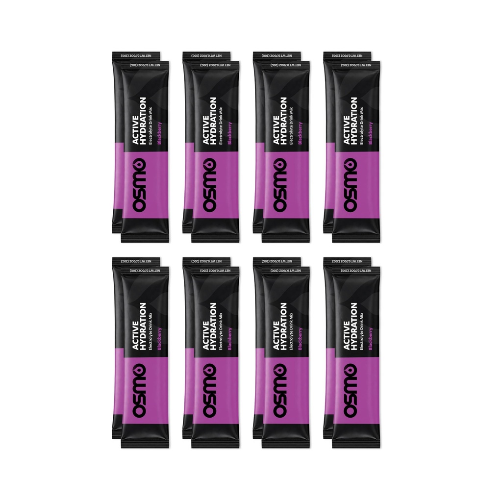 Osmo Active Hidratare Electrolit pulbere - Include sodiu, magneziu, potasiu, carbohidrați și vitamine, toate ingredientele naturale, 3X mai rapid hidratare, Boosts Putere & Rezistență - 16 Pachete, BlackBerry
