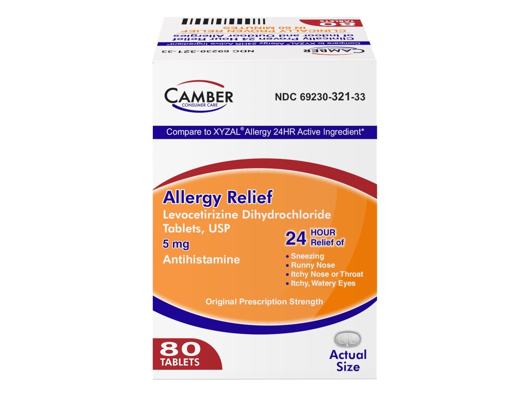 Camber Consumer Care Levocetirizina Dihidroclorhidrat 5 mg Antihistaminice comprimate, Comparativ cu Xyzal Ingredient activ, Alergie Relief Medicine (80 Conte)