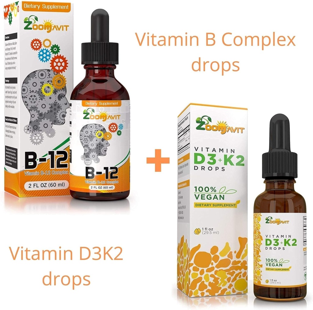 Complexul de vitamine B scade + Vitamina Vegană D3 K2 picături