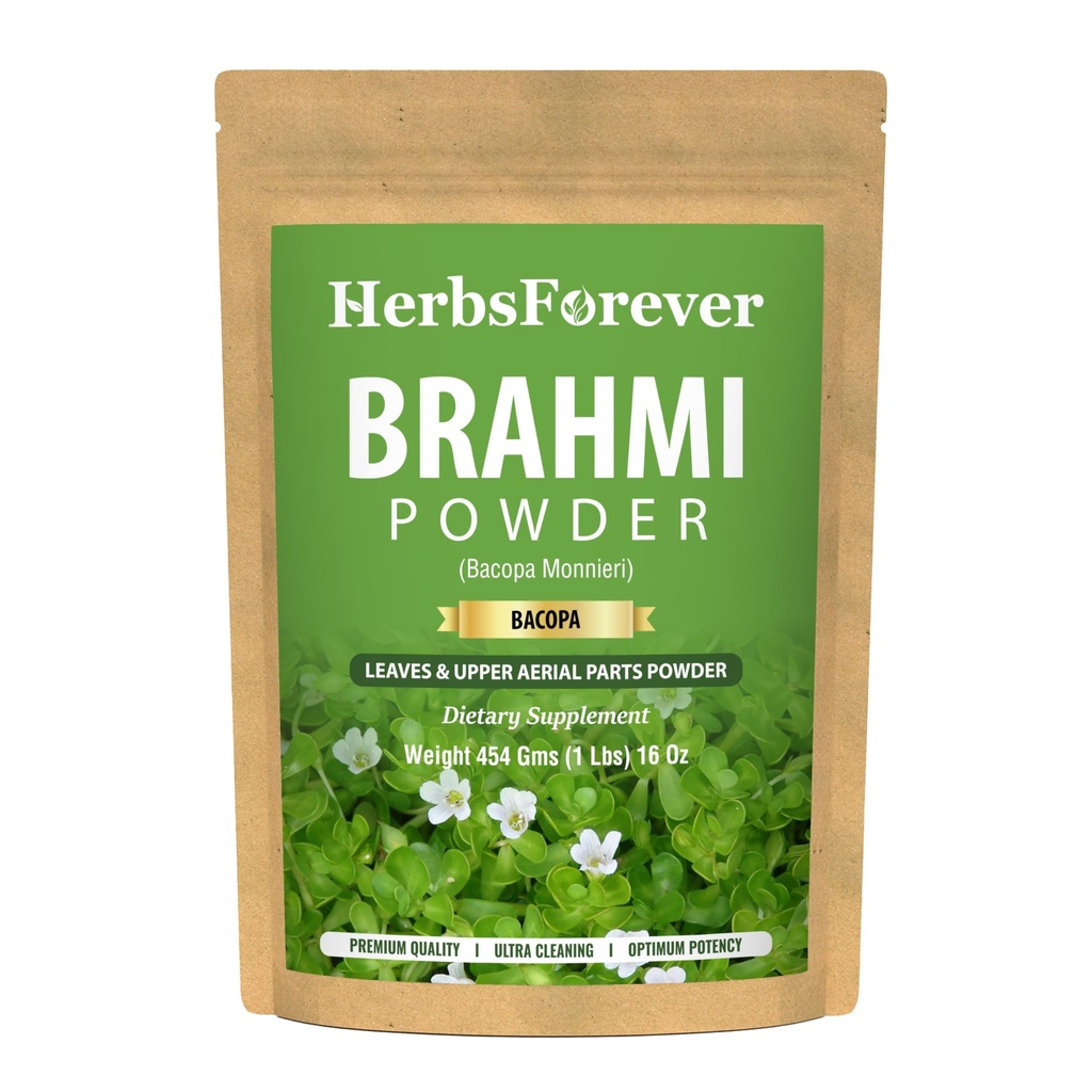 Herbs Forever Brahmi Powder I 100% Pure Bacopa Monnieri I Natural Herbal Supplement 