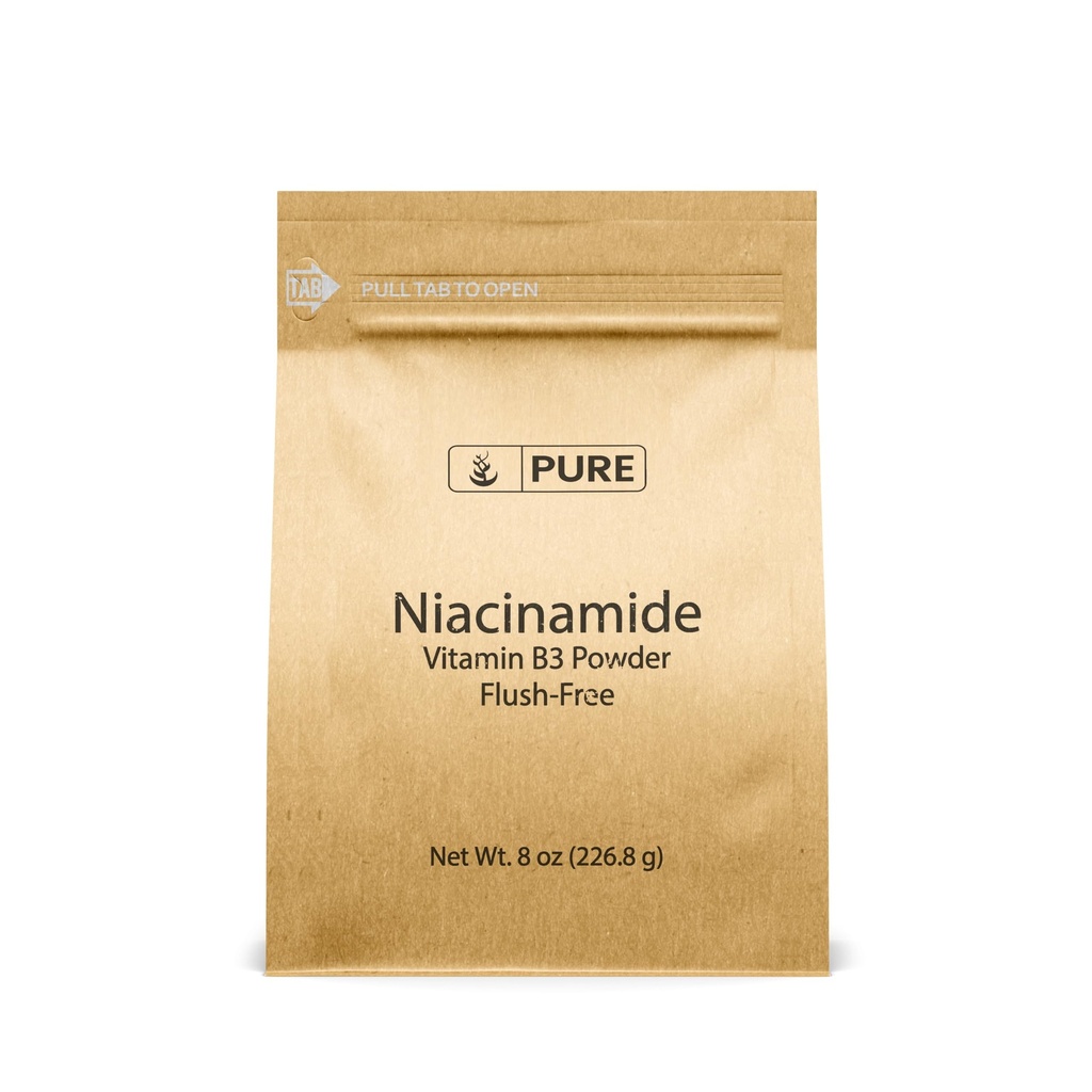 INGREDIENTE ORIGINALE PURE Niacinamida (8oz) Pulbere de vitamina B3 fără culoare, Supliment alimentar