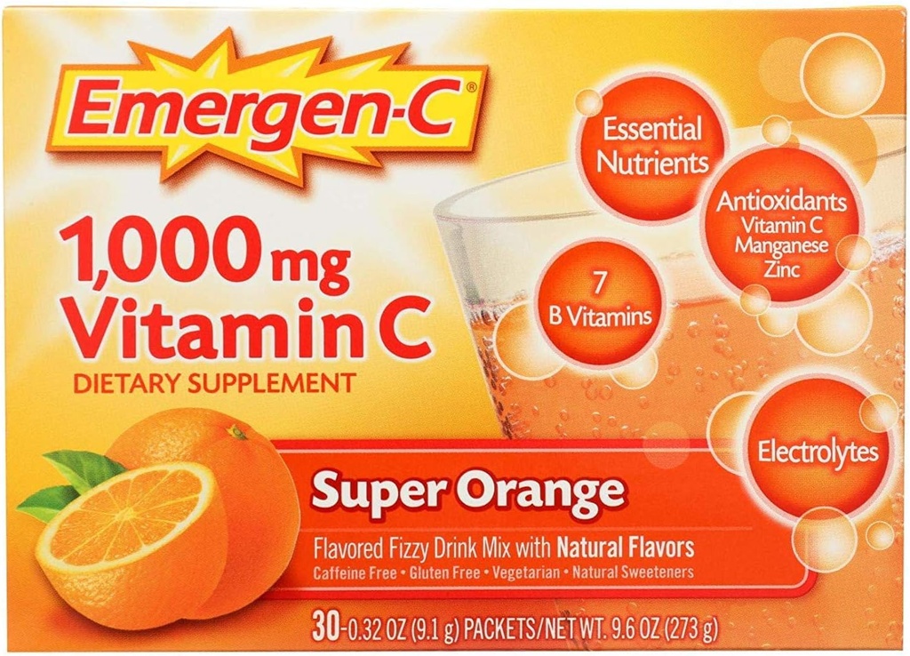 Emergen-C Super Orange, 0.32 Ounce (Pachet de 30)