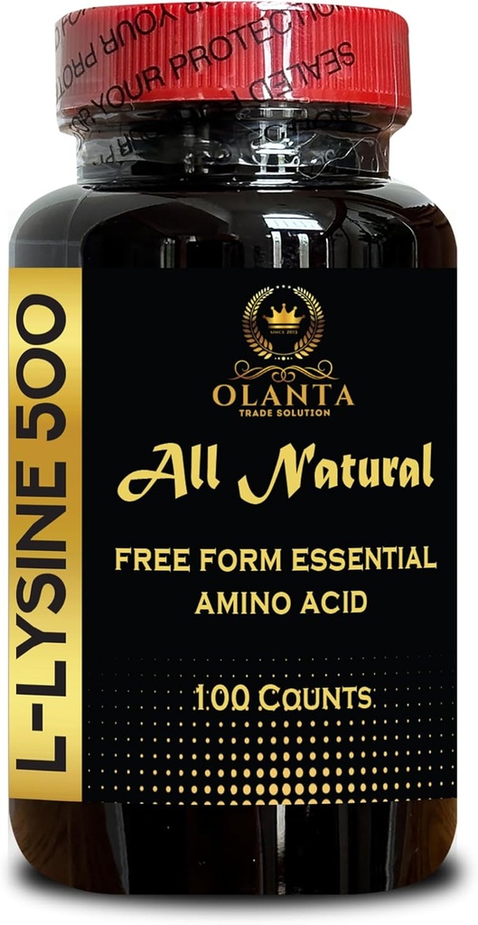 L-LYSINE 500 AINIO ACID - Dezvoltarea musculara sanatoasa, wellness echilibrat, suport sanatatea tesutului Connectiv, aportul zilnic de lizina, supliment de sprijin imun organic, - 1 flacon 100 Counts