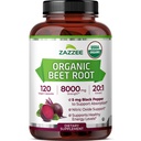 Zazzee USDA Organic Beet Root 8000 mg Putere 20:1 Extract, 120 Vegan capsule de lansare rapidă, Black Pepper Extract pentru absorbție îmbunătățită, susține producția de oxid de azot, Non-GMO, Made in the USA