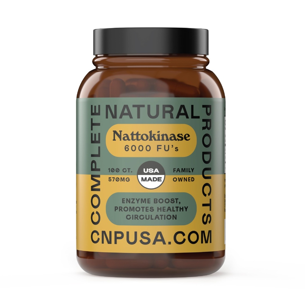 Produse naturale complete Nattokinaza capsule - 100 Conte 570Mg 6000Fu'S, suport circulatia sanatoasa, Natto Enzime, Gluten Free, Pure Soy Enzyme, Vegan, Non-GMO