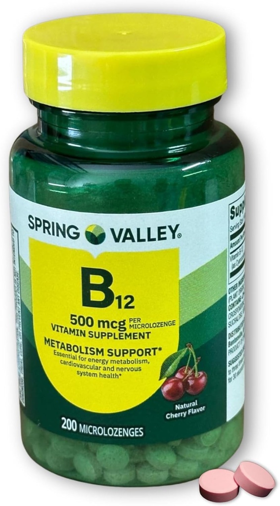 B12 500mcg Sublingual- Cherry Flavor 200 ct (Pachet de 1)
