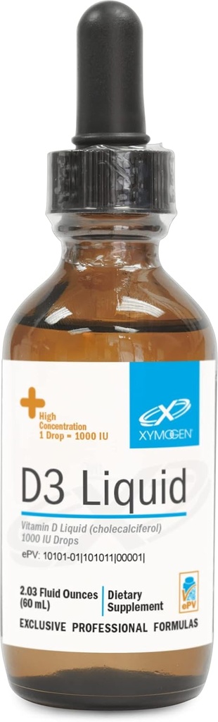 XYMOGEN D3 lichid - vitamina D lichid picături cu vitamina D3 pentru a sprijini sănătatea imună, Bone + Heart Health - 1000 UI VIT D pe picătură - Micro-emulsionate pentru absorbție îmbunătățită (2,03 oz / 1500 Serviri)