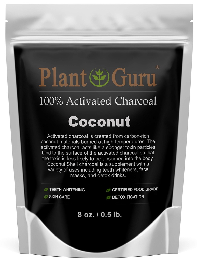 Charcoal Powder activat 8 oz. Nucă de cocos - Food Grad Kosher Non-GMO - Albirea dinților, Facial Mask and Soap Making. Promovează detoxifierea naturală și ajută la digestia