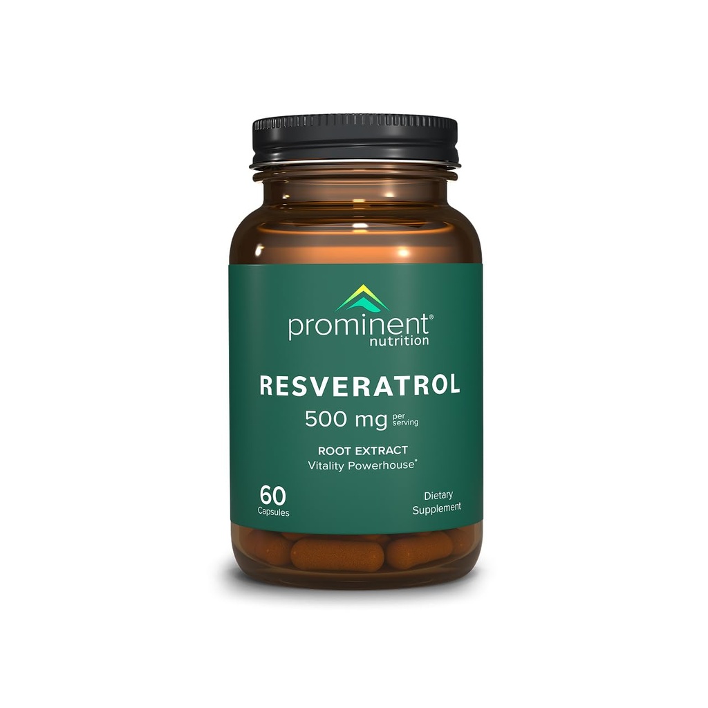 Supliment nutritiv proeminent Resveratrol, suport anti-îmbătrânire și imun, 98% Pure Trans-Resveratrol Supliment, 500 mg, 30 zile de aprovizionare - 1 ambalaj