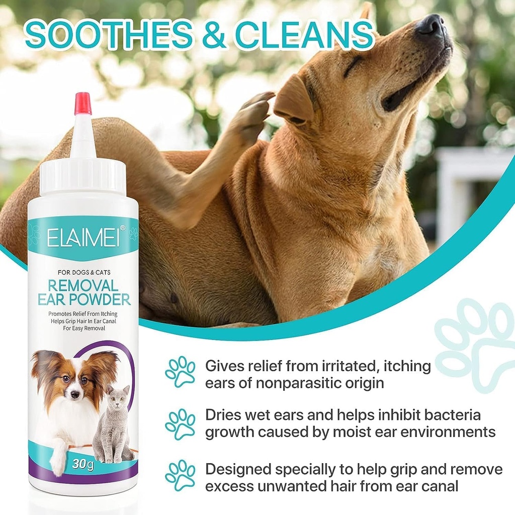 Dog Ear Cleaner, Spala Urechea pentru Câini & Pisici, Urechea Dog Îndepărtarea Părului Pudră, Tratamentul pentru Infecția urechii animale de companie, Elimină eficient Debris, Waxy, Buildup și Odor ureche, Soothes mâncărime și urechi inflamate