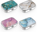 Cutie de pastile 2 Compartment Medicina Pilula Case, Portabil pentru buzunar sau Pilula Cutia de pastile Metal Decorative Medicina Vitamina Organizator cadou unic (4PCS)