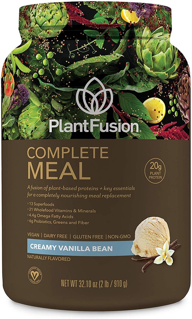 Pudră de proteine pe bază de plante cu Superfoods, Greens & Probiotices - Vegan, Gluten Free, Soy Free, Non-Dairy, No Sugar, Non-GMO - Vanilla 2 lb