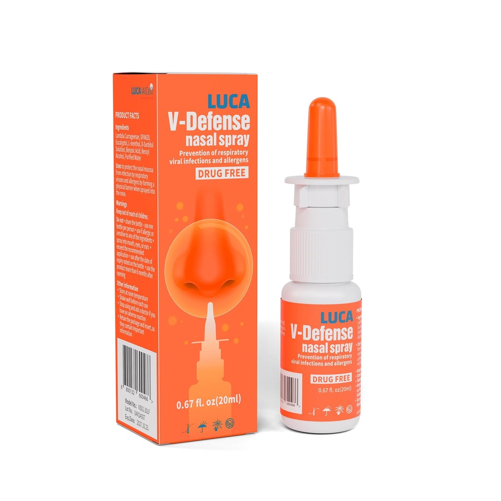 LUCA V-DefenseTM Nasal Spray cu Lambda Carrageenan, Mentol și Eucalyptol 