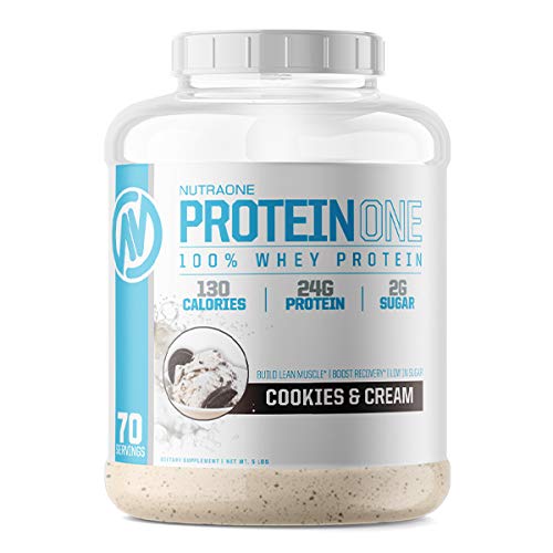 NutraOne ProteinOne Proteine Promovează recuperarea și construi musculare cu un praf de Shake proteine pentru bărbați și femei (Cookies & Cream, 5 LB)