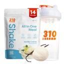 310 Nutritie All-in-One Masă de înlocuire Shake Powder w/Shaker Cup Starter Kit - High Proteine Fiber Rich Vegan Superfood Blend - Sugar-Free, Keto & Paleo Friendly, Low Carb - Vanilla Creme 14 srv