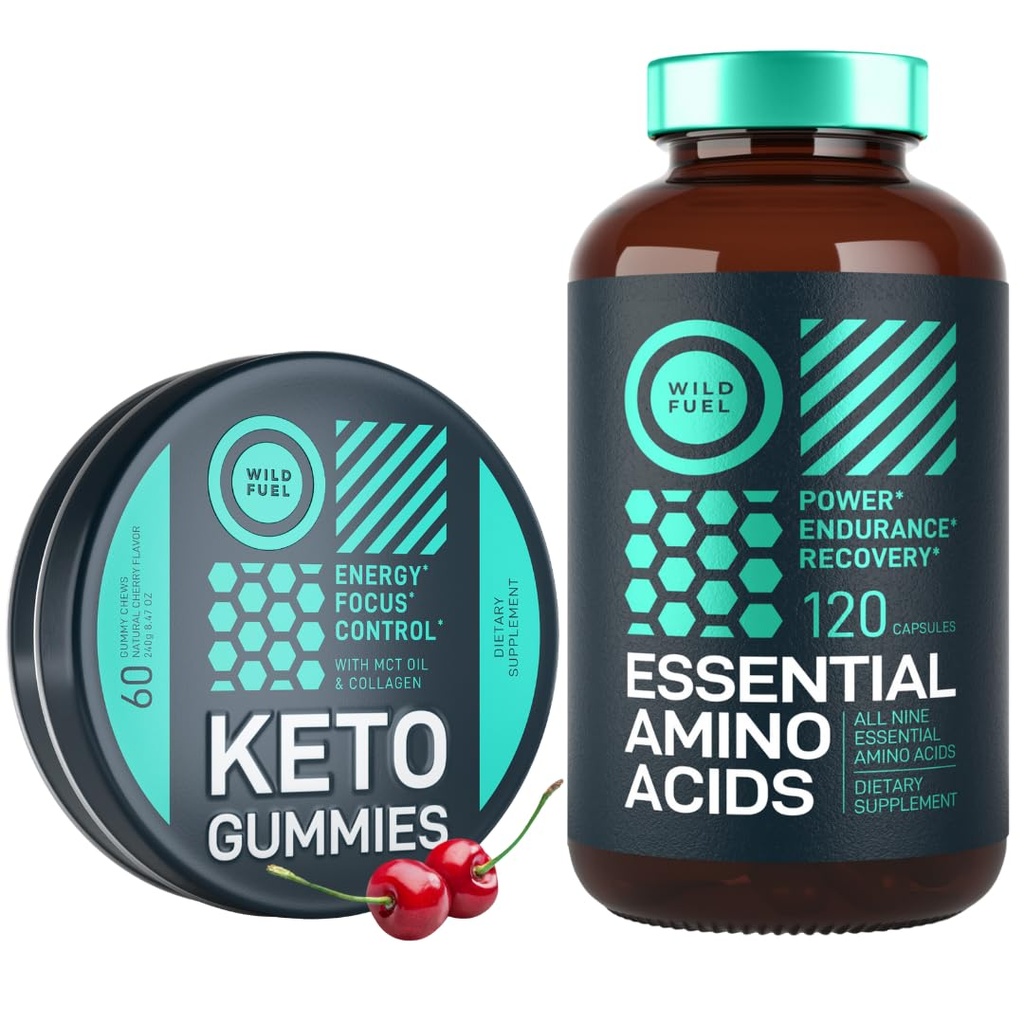 WILD combustibil Essential Amino Acid Supliment și Keto Candy MCT ulei Keto Gummies energie, putere, și de recuperare Bundle