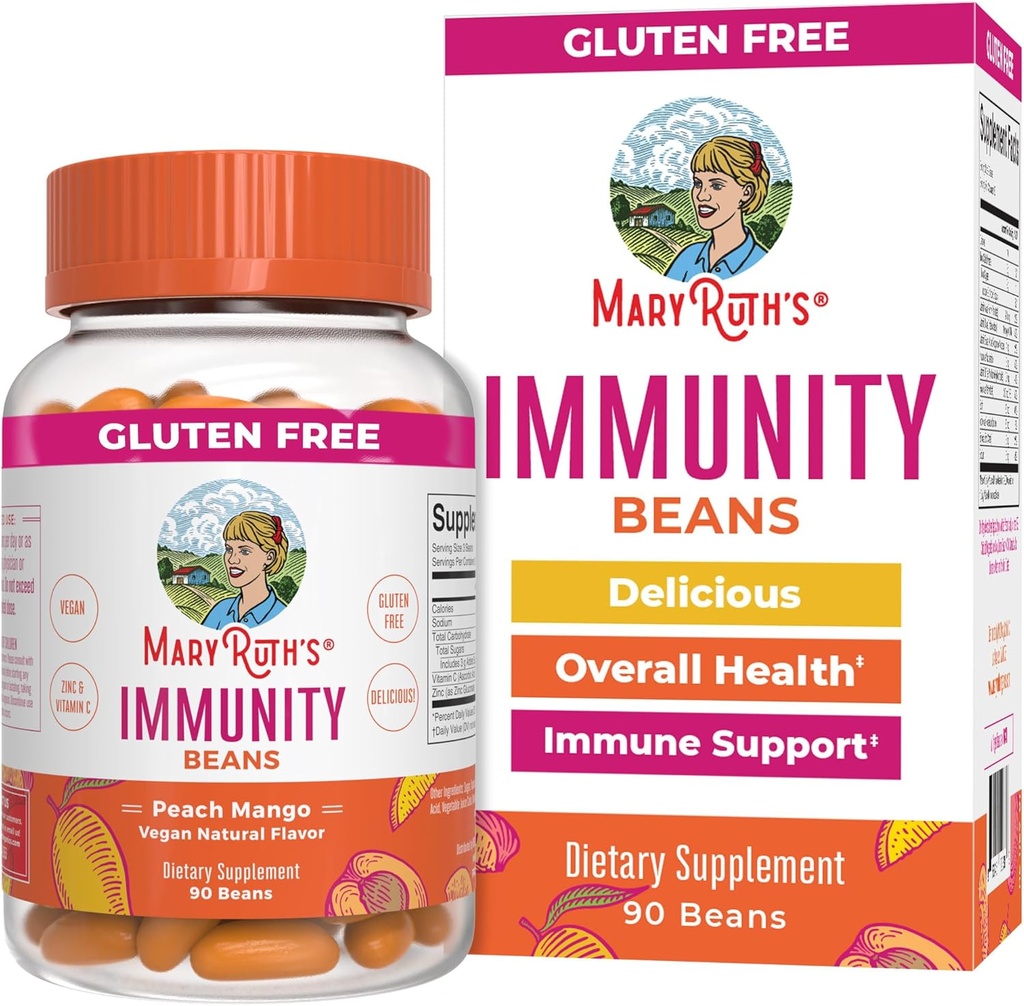 MaryRuth Organics Imunity Support pentru adulți Vita-Beans cu zinc și vitamina C Supliment pentru vârstele 14+ 