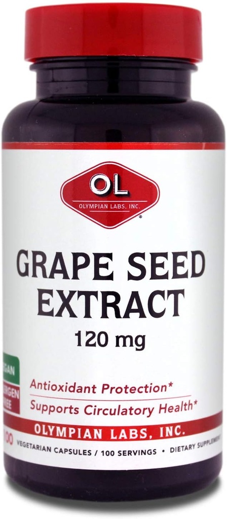 Olympian Labs capsule extract de semințe de struguri - 120 mg - 100 capsule zilnice care susțin sănătatea inimii și protecția antioxidant